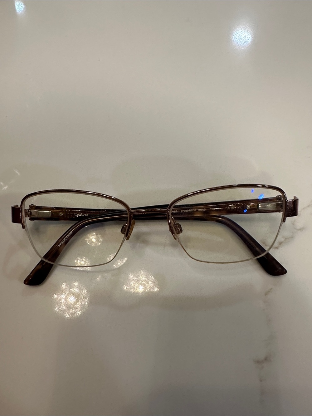 bebe Brown Metal Semi-Rim Glasses for Women